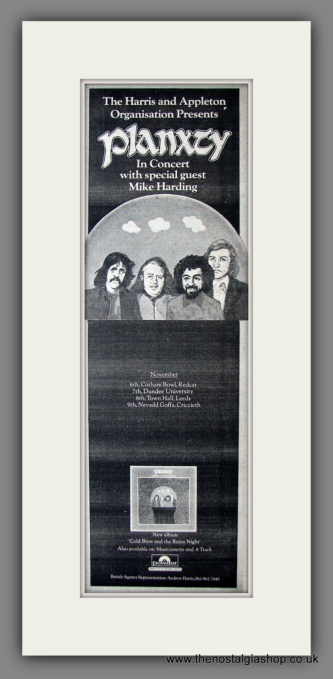 Planxty. UK Tour. Original Advert 1974 (ref AD200095)