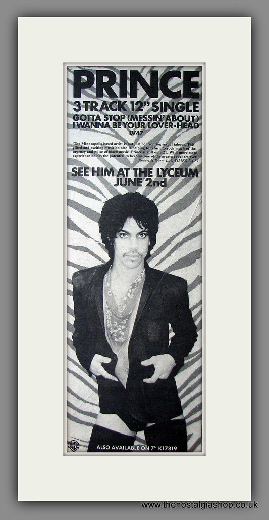 Prince. Live at the Lyceum. Original Advert 1981 (ref AD200097)