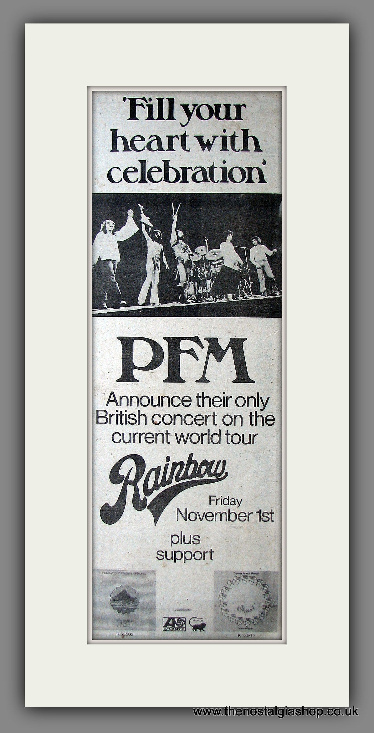 PFM. UK Concert. Original Advert 1974 (ref AD200101)