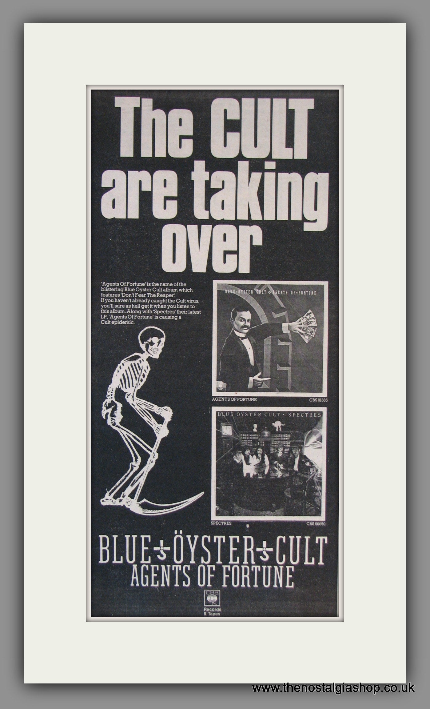 Blue Oyster Cult. Agents Of Fortune. Original Advert 1978 (ref AD11781)