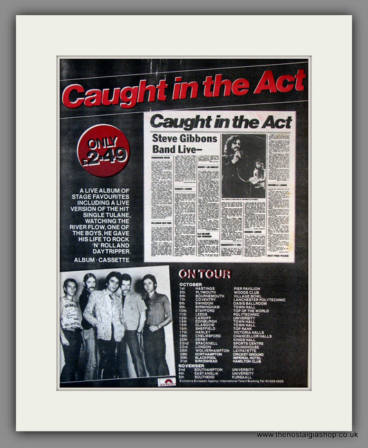 Steve Gibbons. Caught In The Act. UK Tour Dates. Original Advert 1977 (ref AD11782)