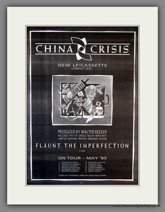 China Crisis. Flaunt The Imperfection. UK Tour Dates. Original Advert 1985 (ref AD11783)