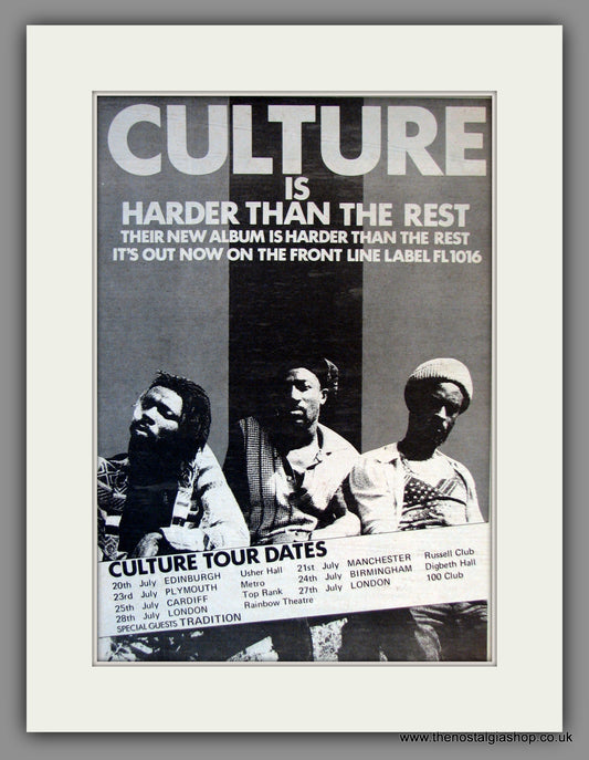 Culture. UK Tour. Original Advert 1978 (ref AD11810)