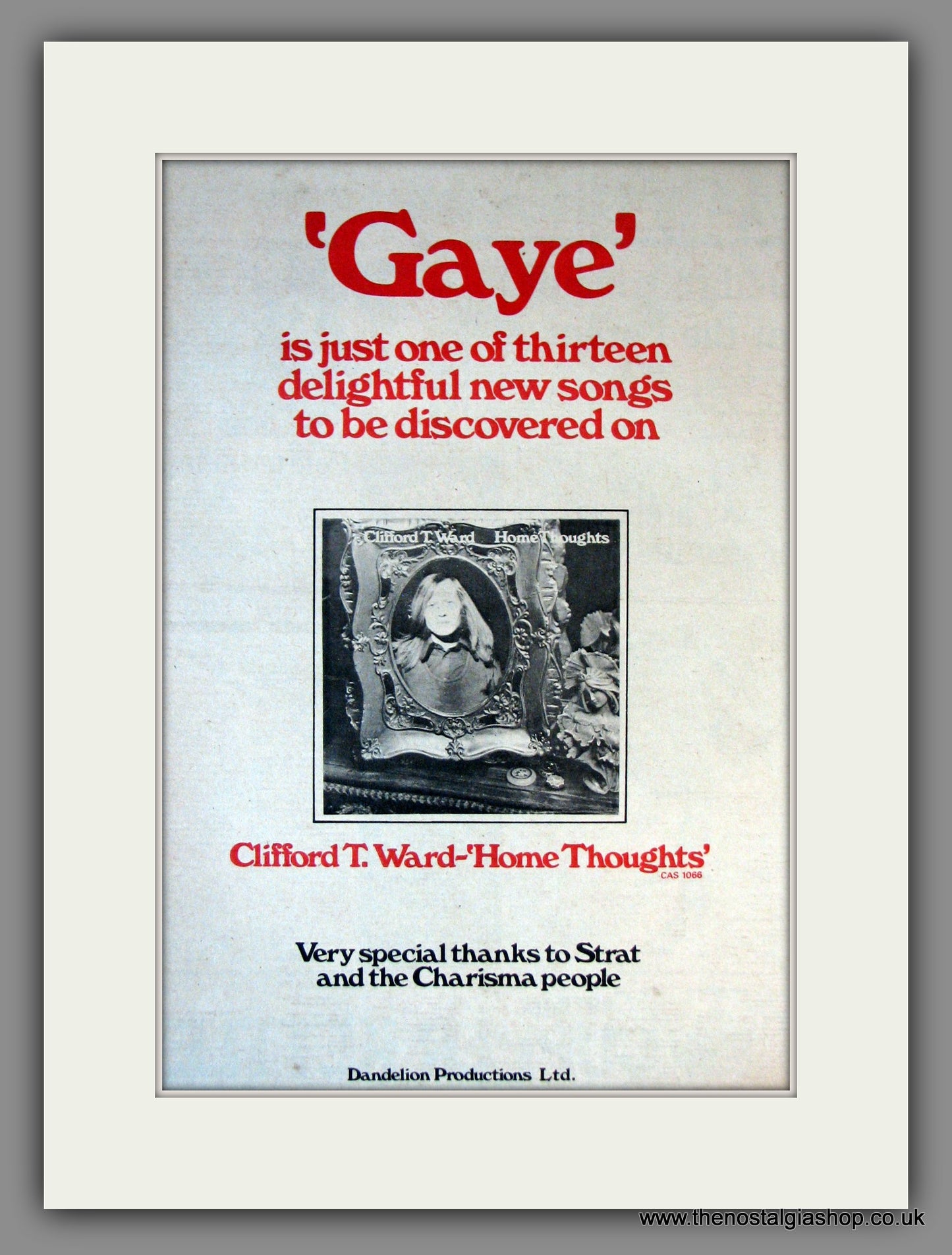 Clifford T. Ward. Gaye. Original Advert 1973 (ref AD11821)