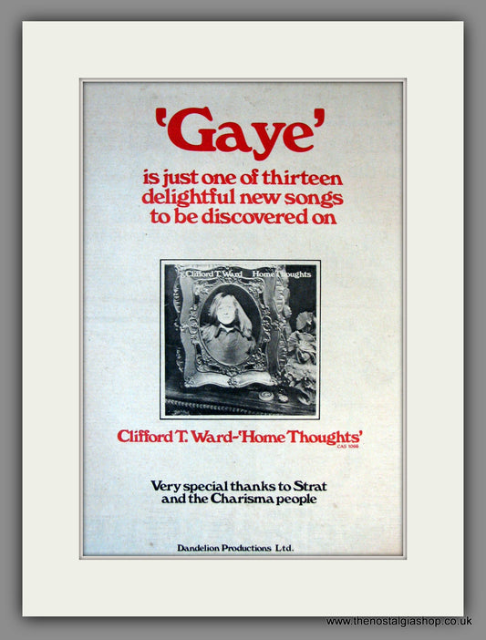 Clifford T. Ward. Gaye. Original Advert 1973 (ref AD11821)