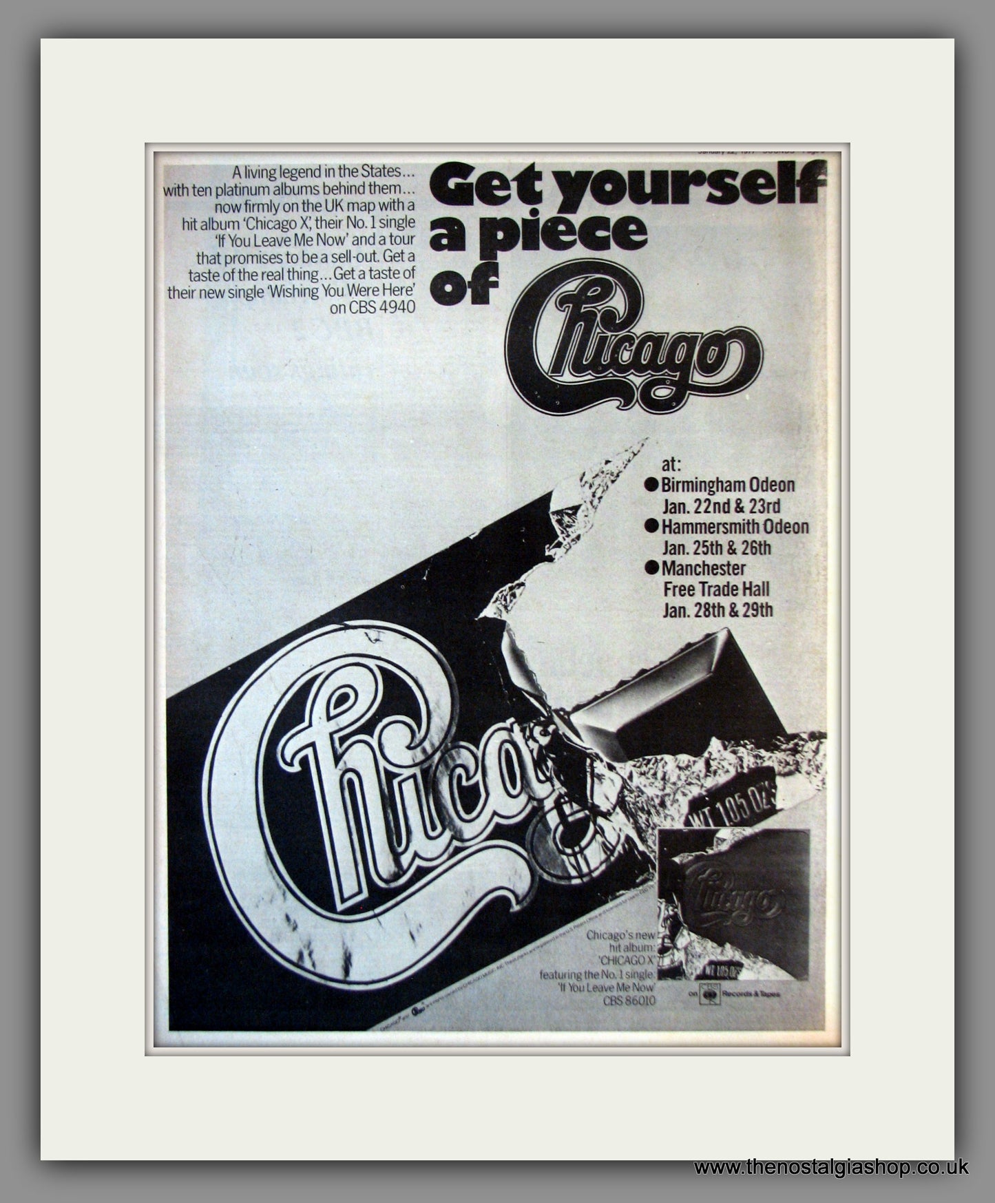 Chicago X. Original Advert 1977 (ref AD11823)