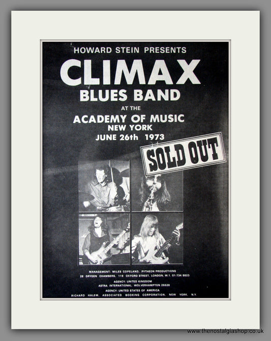 Climax Blues Band, Academy of Music New York show. Original Advert 1973 (ref AD11834)