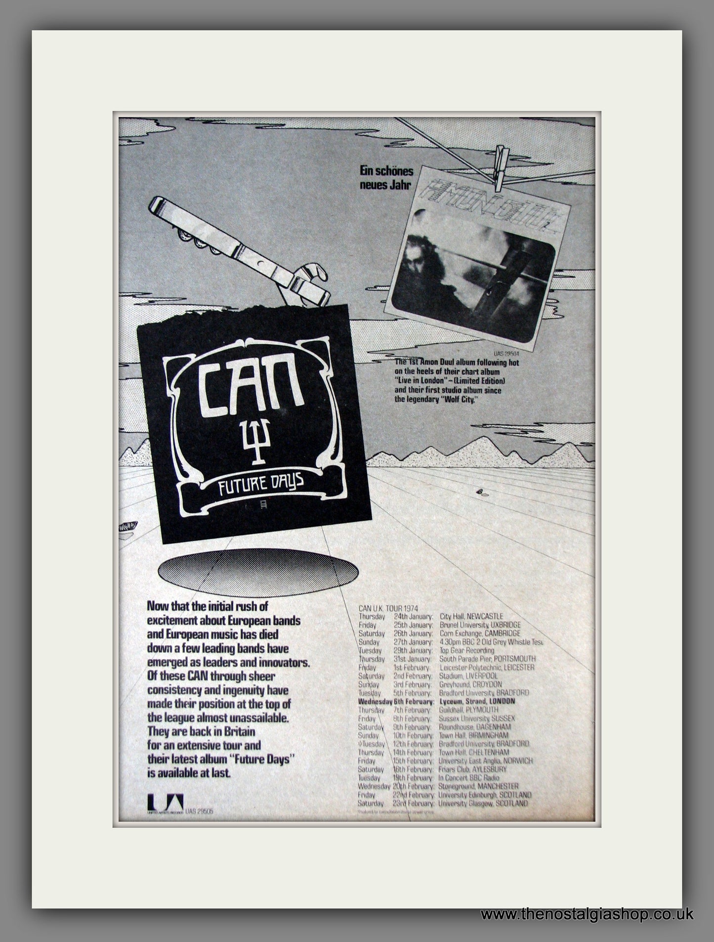 Can. Future Days, UK Tour Dates. Original Advert 1974 (ref AD11839)