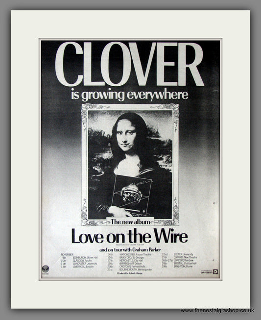 Clover. Love On The Wire. UK Tour Dates. Original Advert 1977 (ref AD11842)