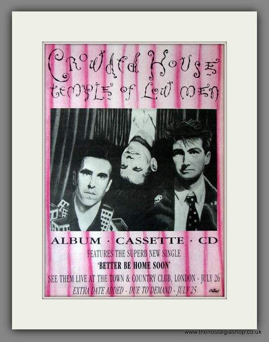 Crowded House, Temple Of Low Men. Original Advert 1988 (ref AD11859)