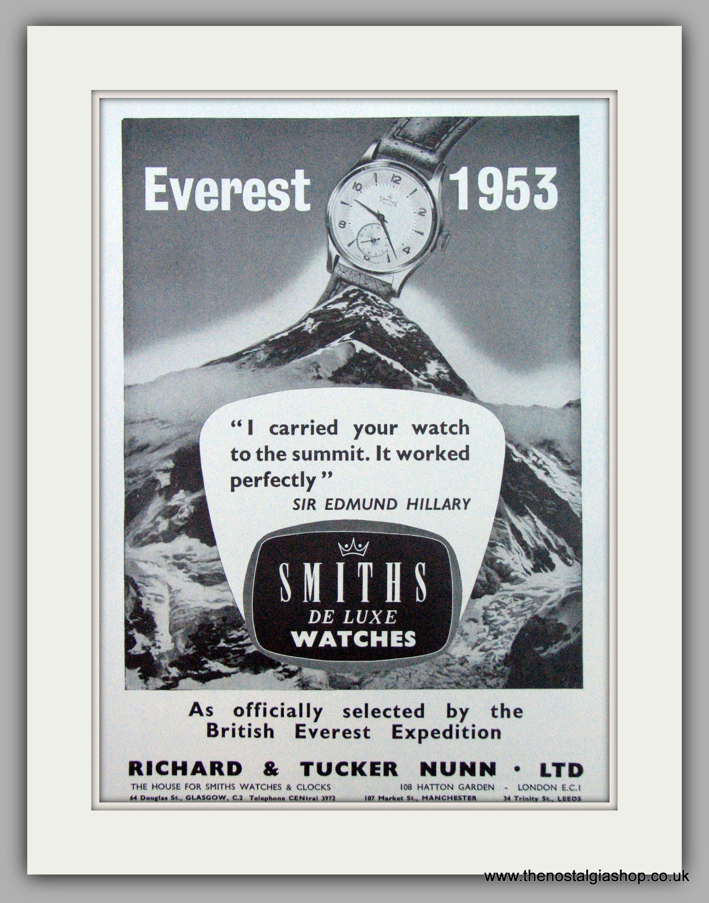 Smiths De Luxe Watches. Set Of 2 Original Adverts 1953/54 (ref AD7175)