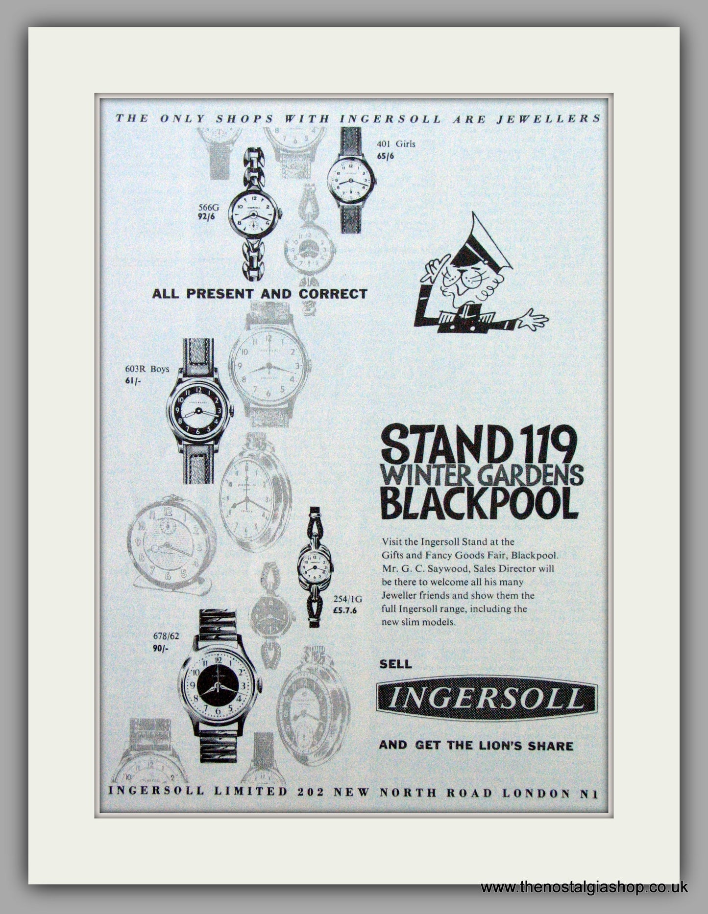 Ingersoll Watches at Blackpool. Set of 5 Original Adverts 1950's & 1960 (ref AD7224)