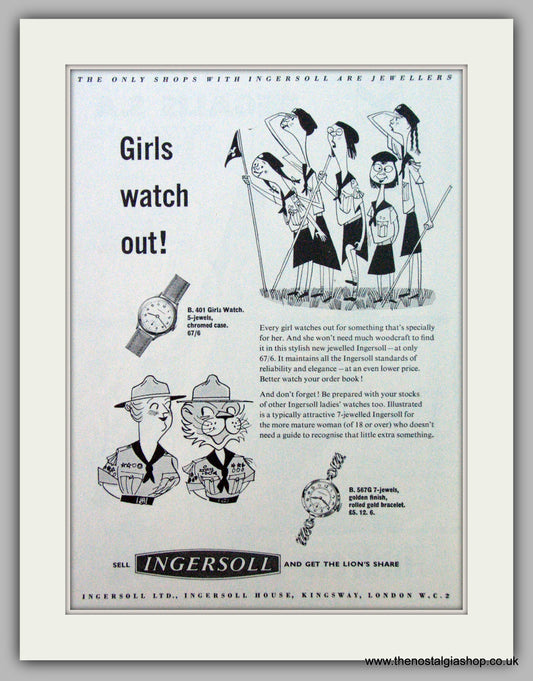 Ingersoll Girls Watches.  Original Advert 1957.  (ref AD7255)