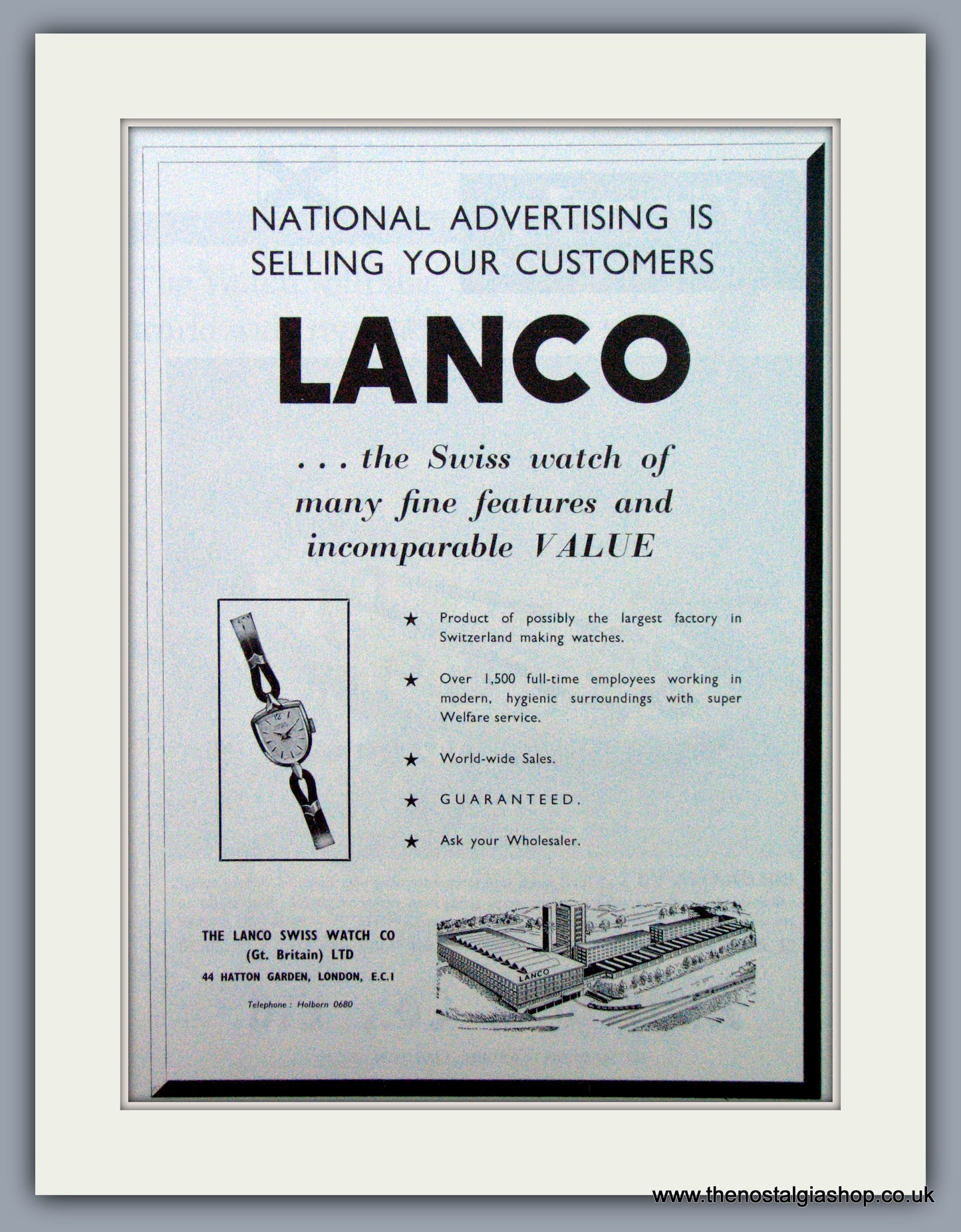 Lanco Watches. Original Advert 1960.  (ref AD7341)