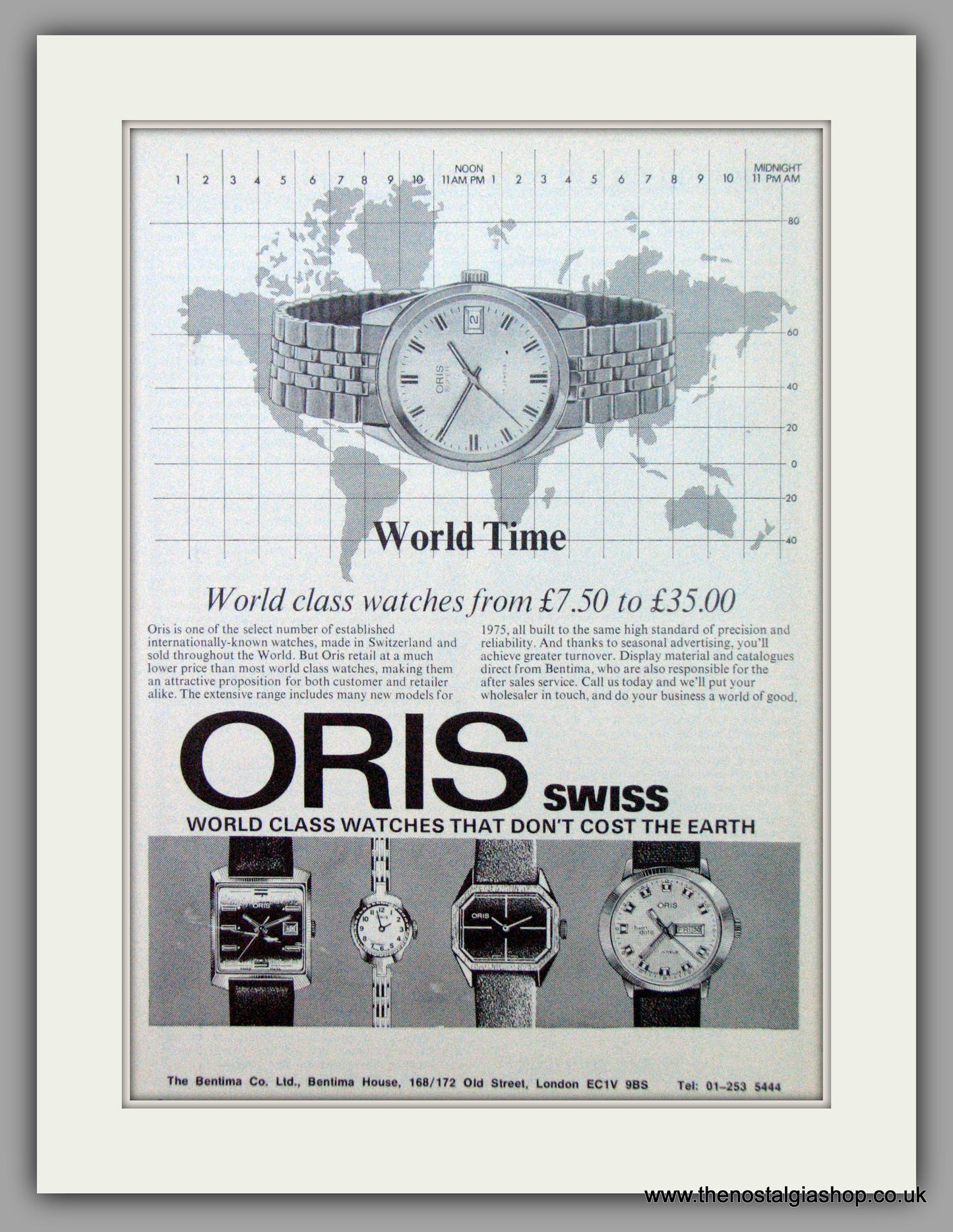 Oris Swiss Watches. Original Advert 1975. ref AD7348 The