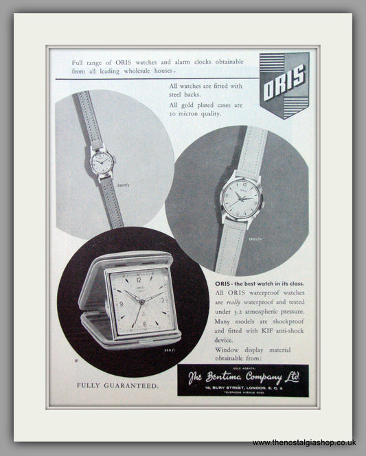 Oris Swiss Watches. Original Advert 1960.  (ref AD7358)