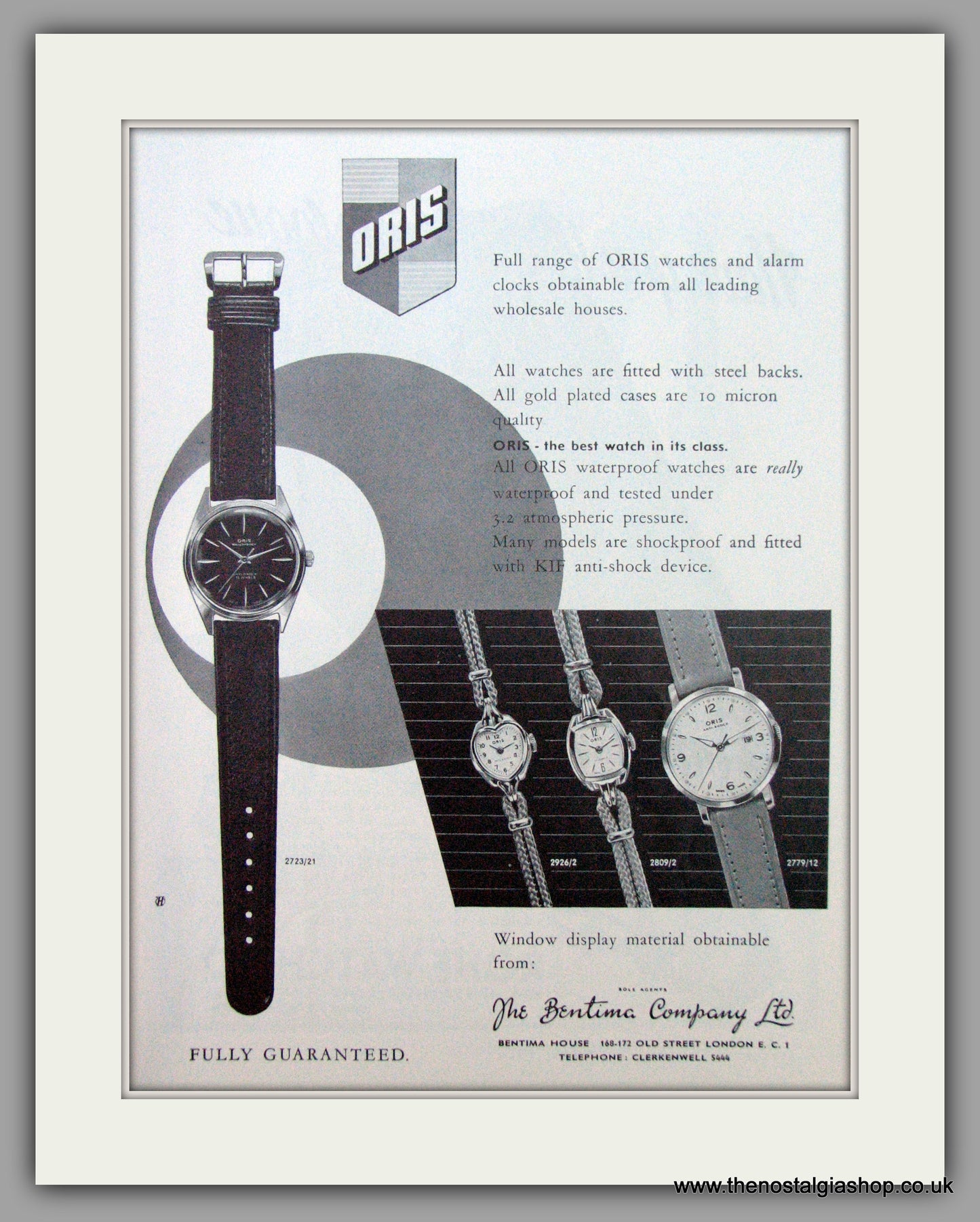 Oris Swiss Watches. Original Advert 1961.  (ref AD7363)