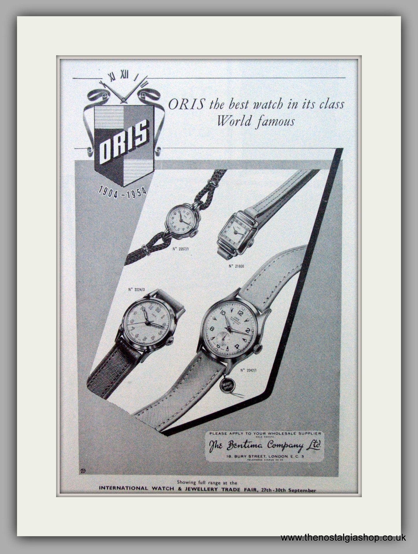 Oris Swiss Watches. Original Advert 1955.  (ref AD7370)