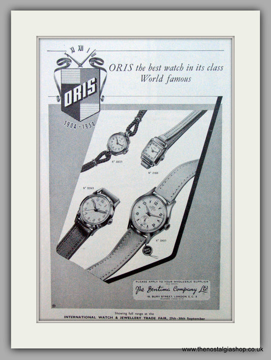 Oris Swiss Watches. Original Advert 1955.  (ref AD7370)