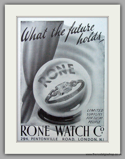 Rone Watches. Set Of 2 Original Adverts 1949/51.  (ref AD7396)