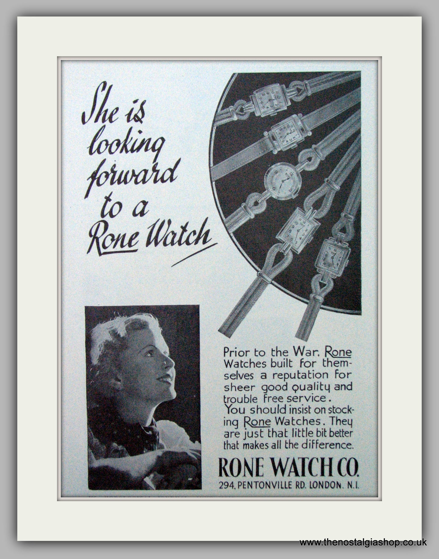 Rone Watches. Original Advert 1948.  (ref AD7398)