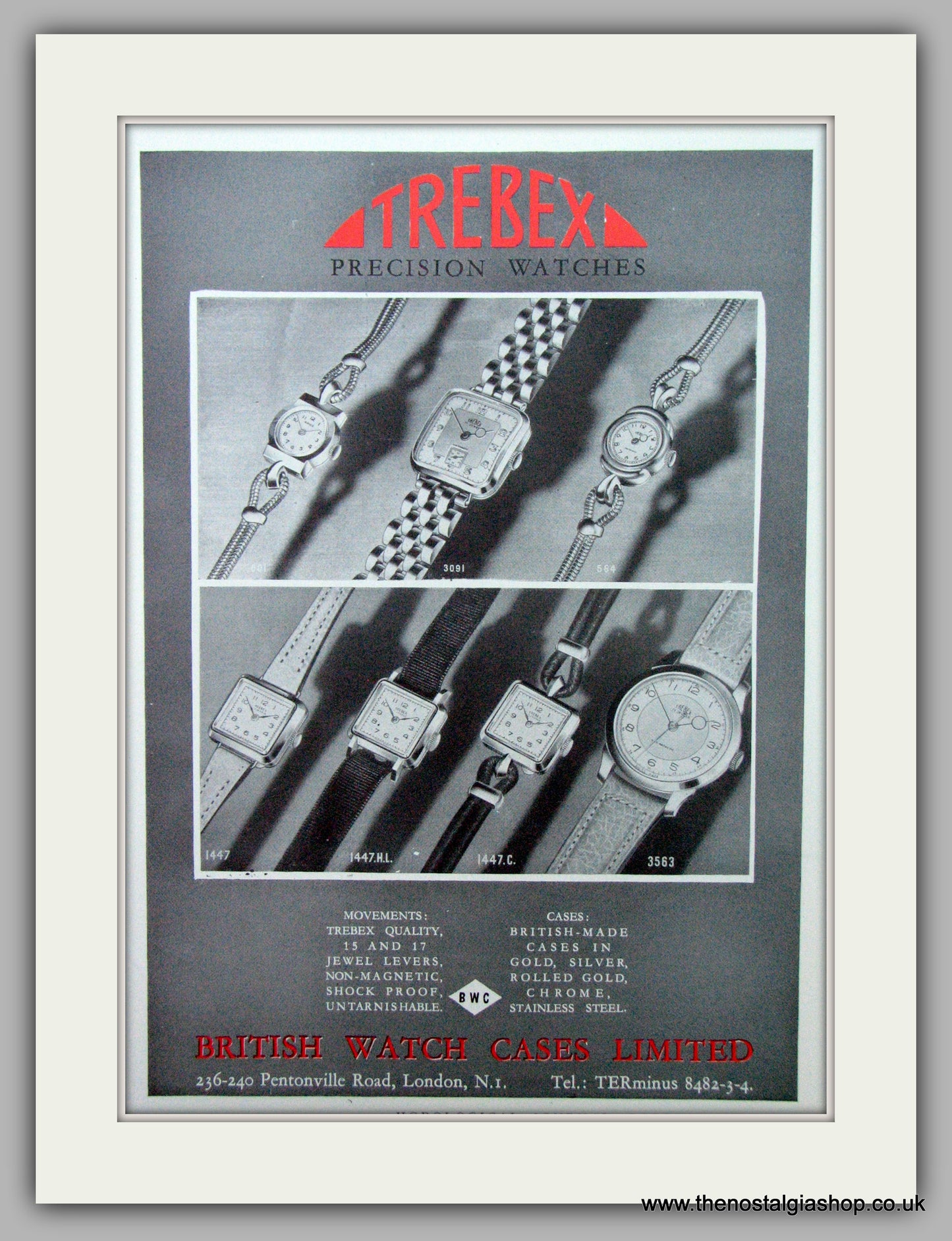 Trebex Watches. Original Advert 1951.  (ref AD7404)