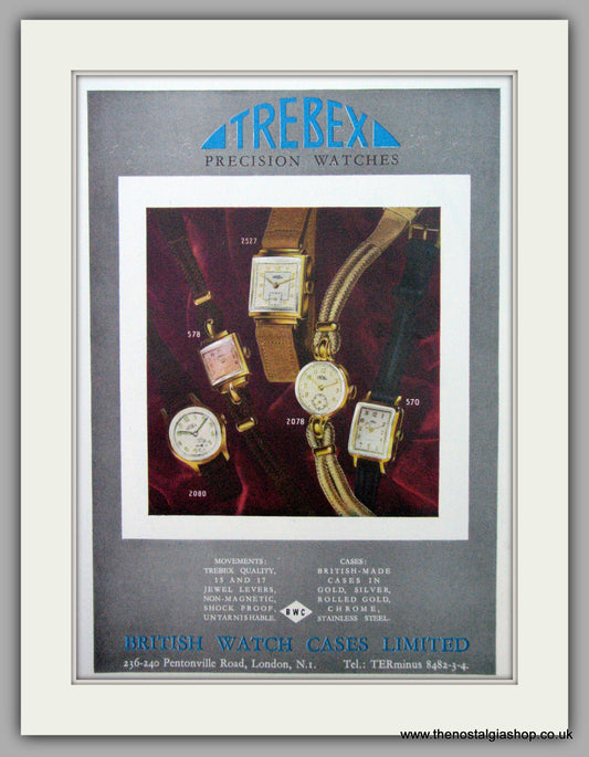 Trebex Watches. Original Advert 1950.  (ref AD7409)