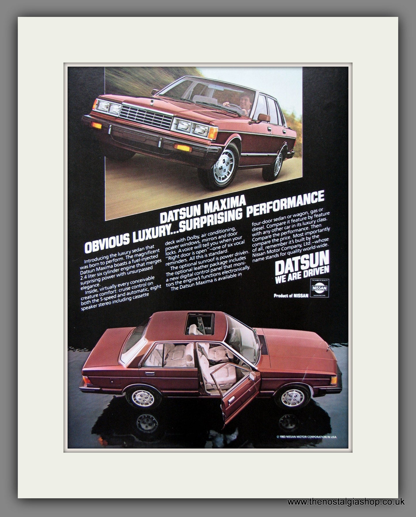 Datsun Maxima. Original American Advert 1983 (ref AD54634)