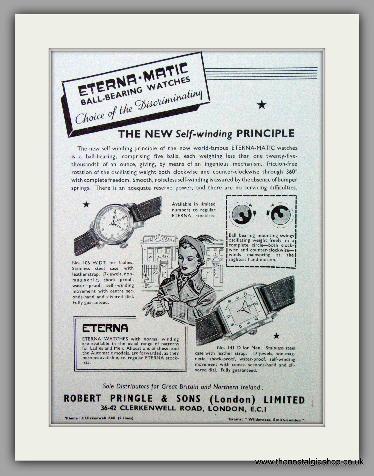 Eterna-Matic Watches. Set of 2  Original Adverts 1950/52.  (ref AD7429)