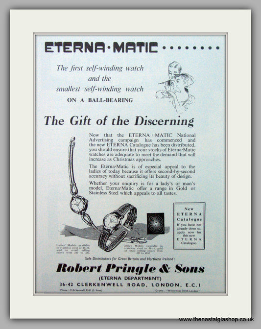 Eterna-Matic Watches. Original Advert 1954.  (ref AD7438)