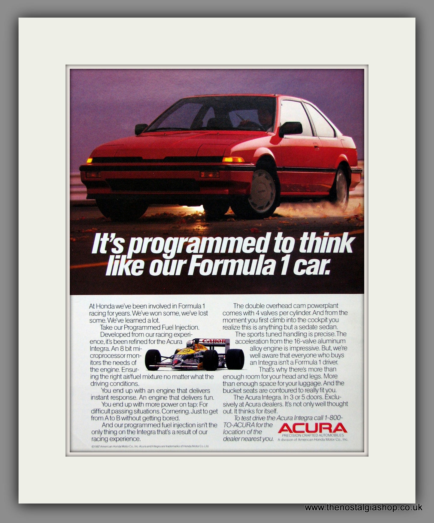 Honda Acura. Original American Advert 1987 (ref AD54807)