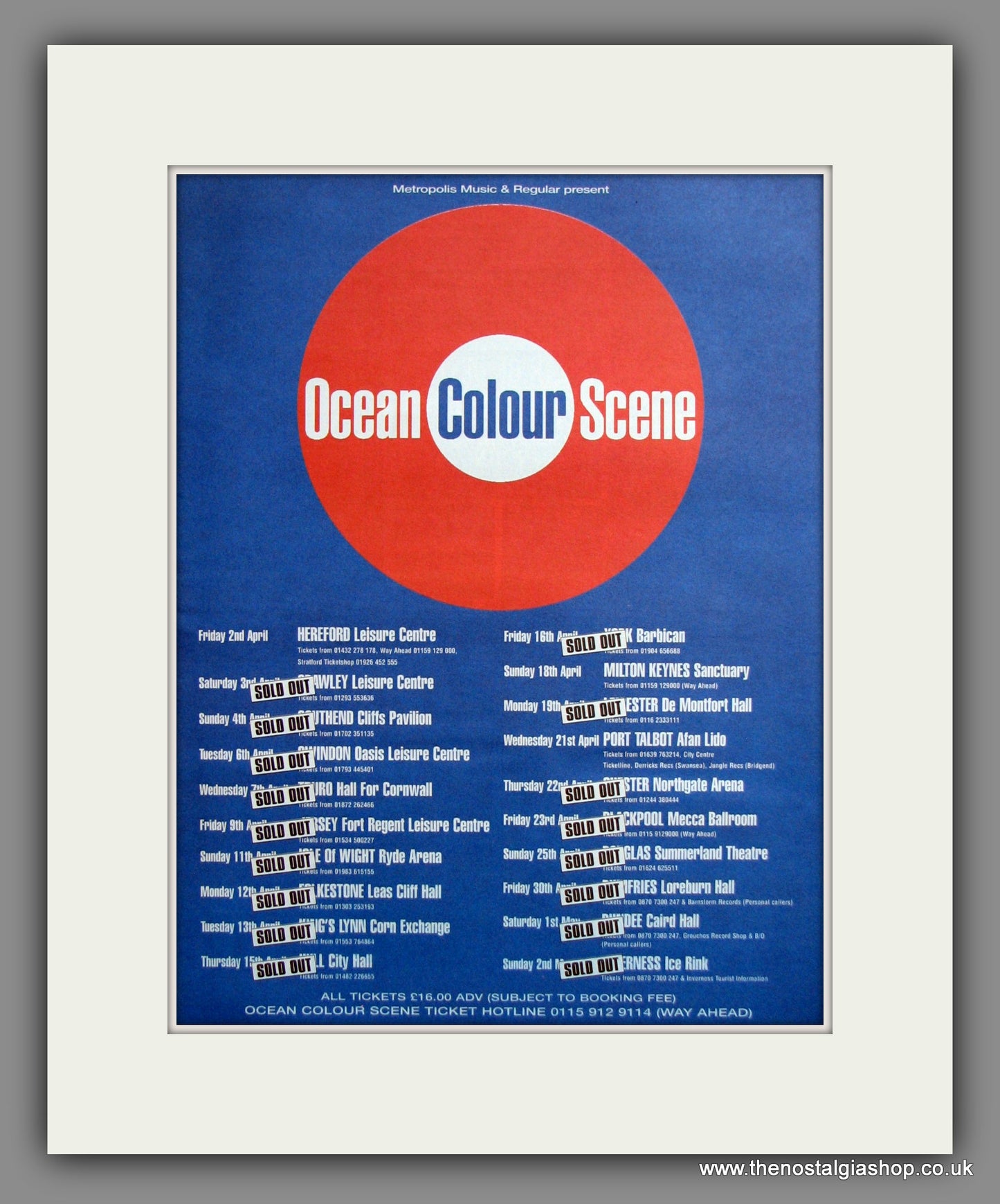 Ocean Colour Scene, UK Tour. Original Advert 1999 (ref AD11891)