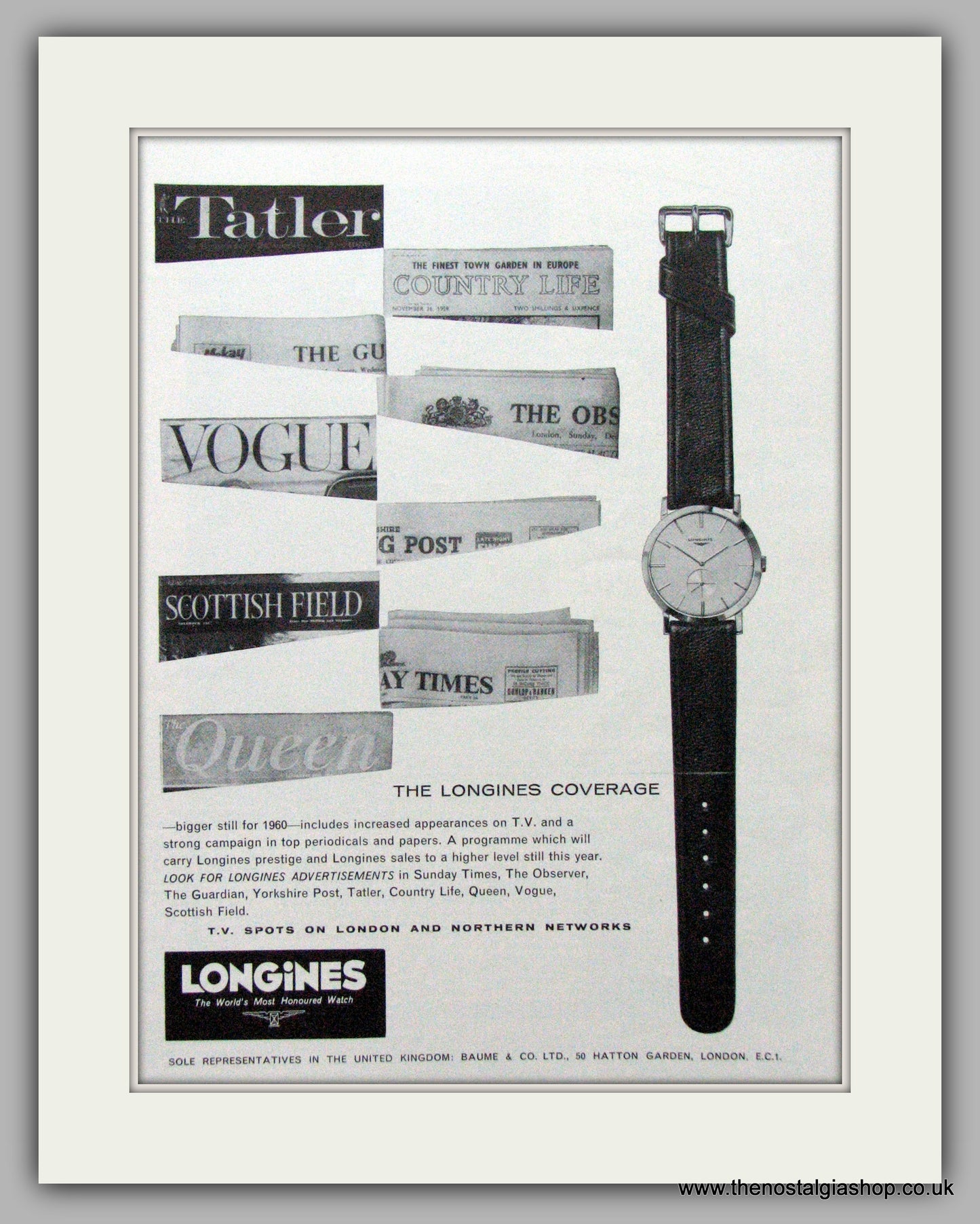 Longines Watches. Original Advert 1960. ref AD7540 The