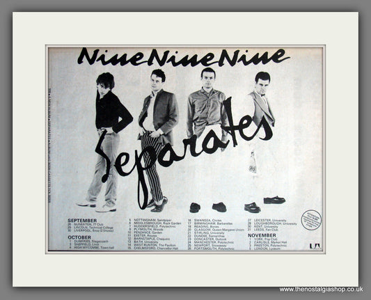 Nine Nine Nine. Separates, UK Tour. Original Advert 1978 (ref AD11932)