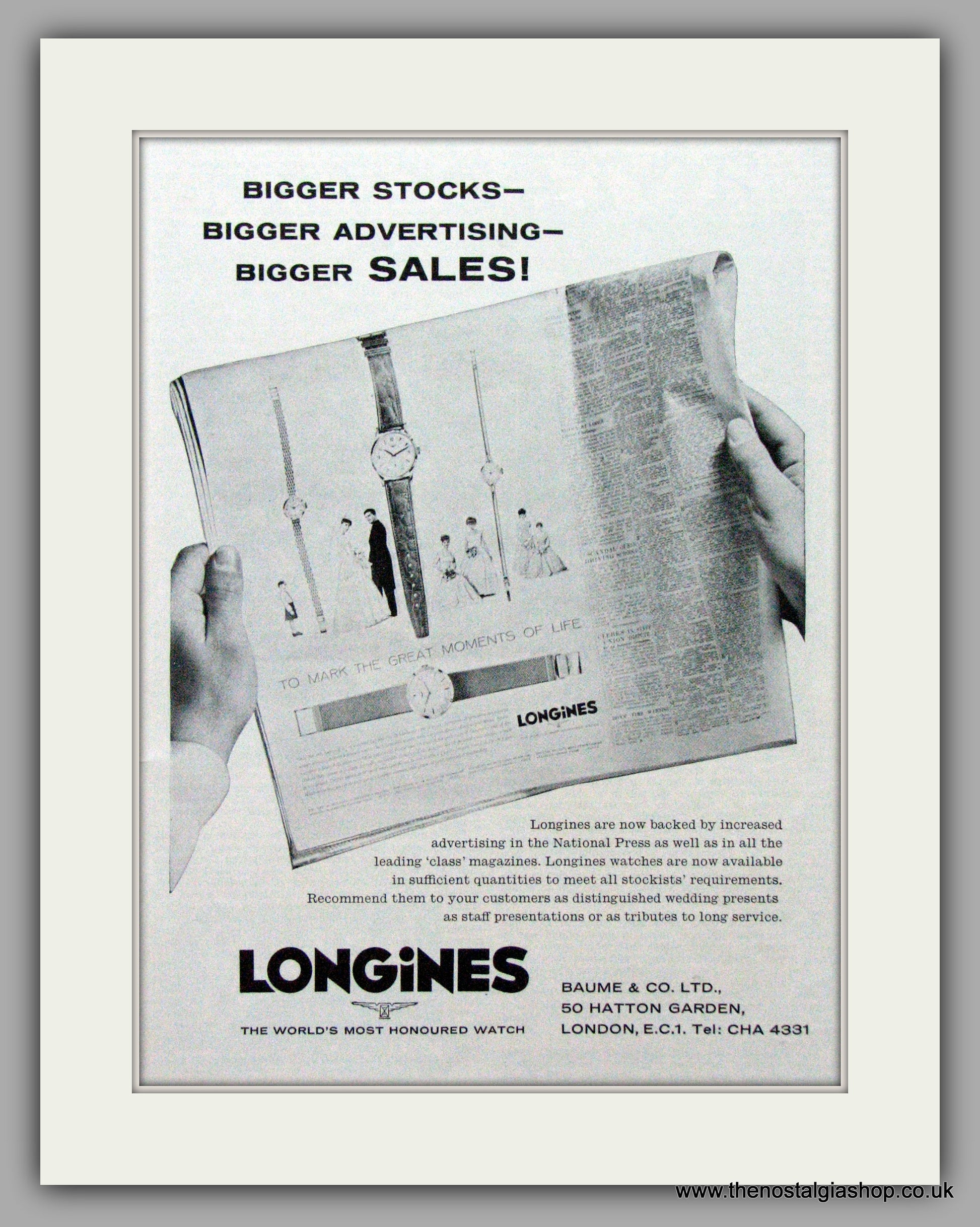 Longines Watches. Set Of 3 Original Adverts 1960 61. ref AD7542