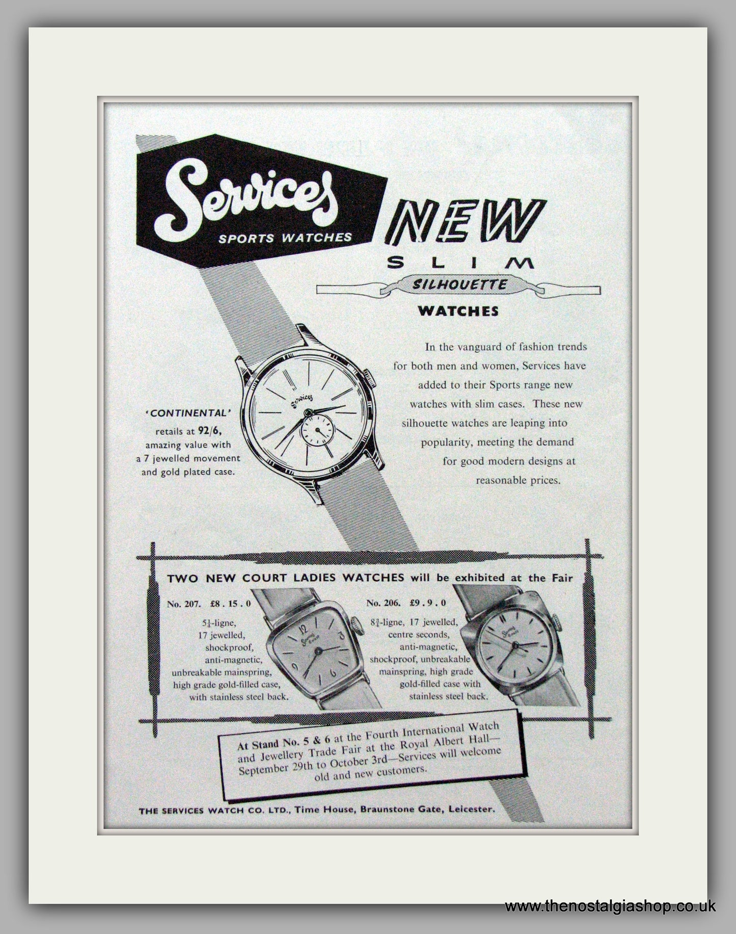 Services Sports Watches. Original Advert 1958.  (ref AD7552)