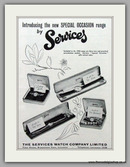 Services Special Occasion  Watches. Set Of 3 Original Adverts 1958/60.  (ref AD7555)