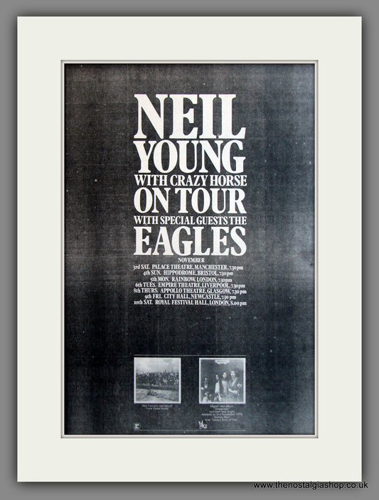 Neil Young on Tour with The Eagles. Original Advert 1973 (ref AD12032)