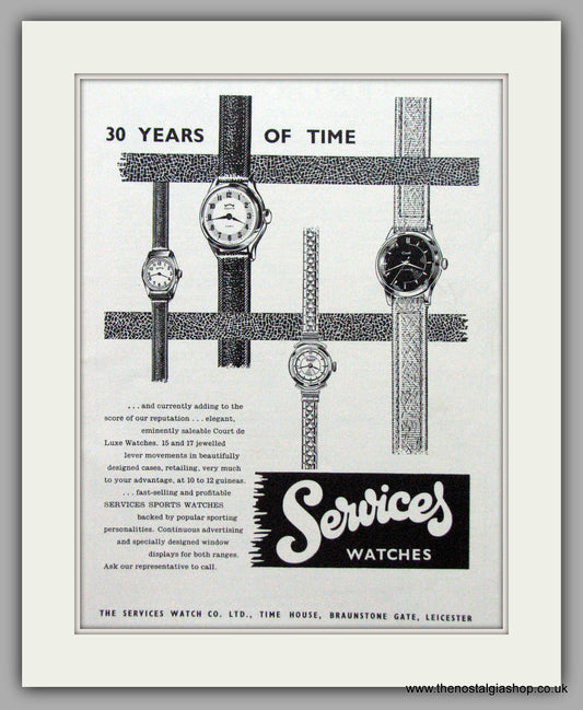 Services Watches. Original Advert 1958.  (ref AD7558)