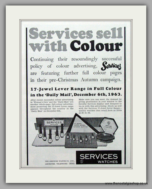 Services Watches. Original Advert 1963.  (ref AD7560)