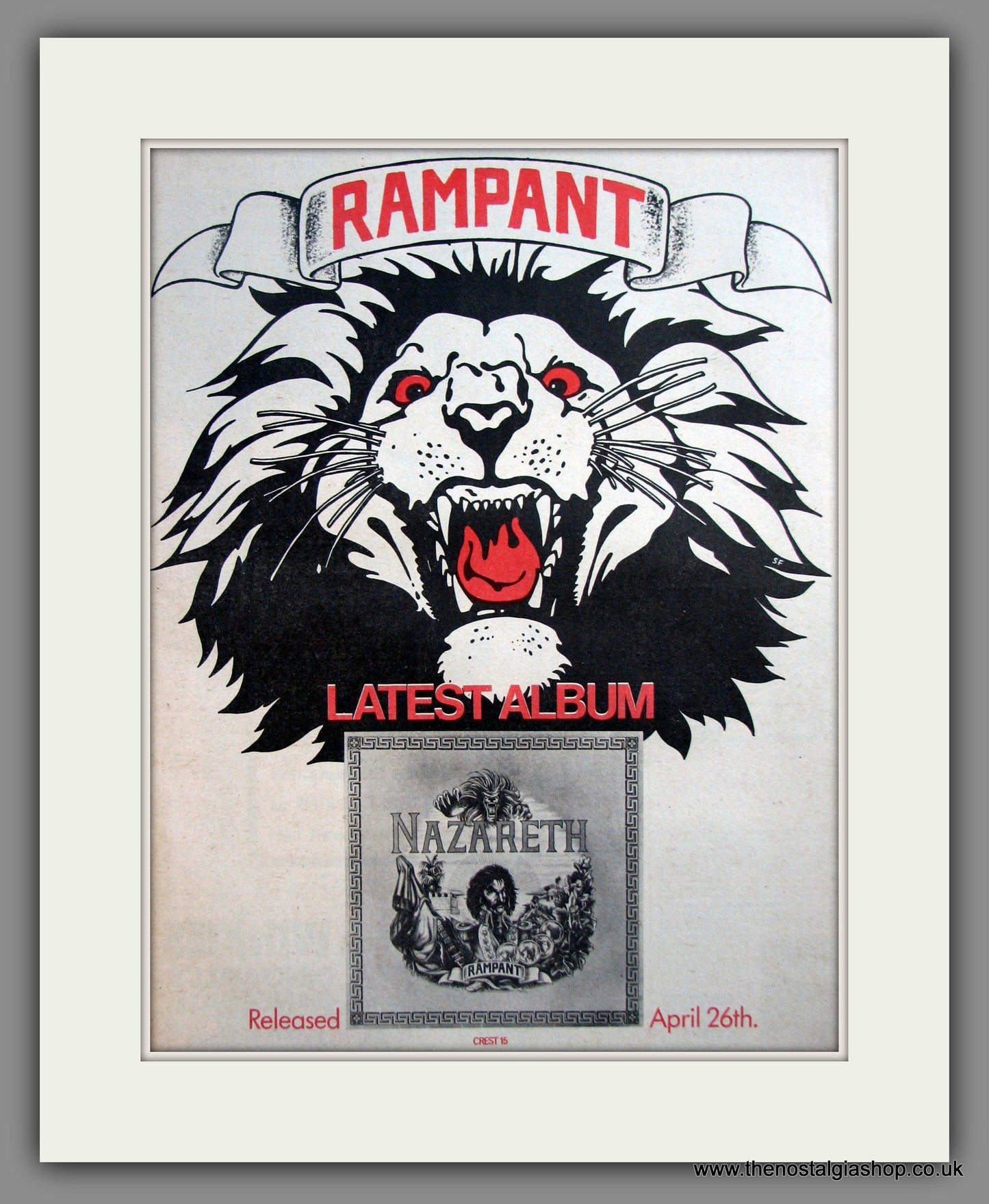 Nazareth. Rampant. Original Advert 1974 (ref AD12088)