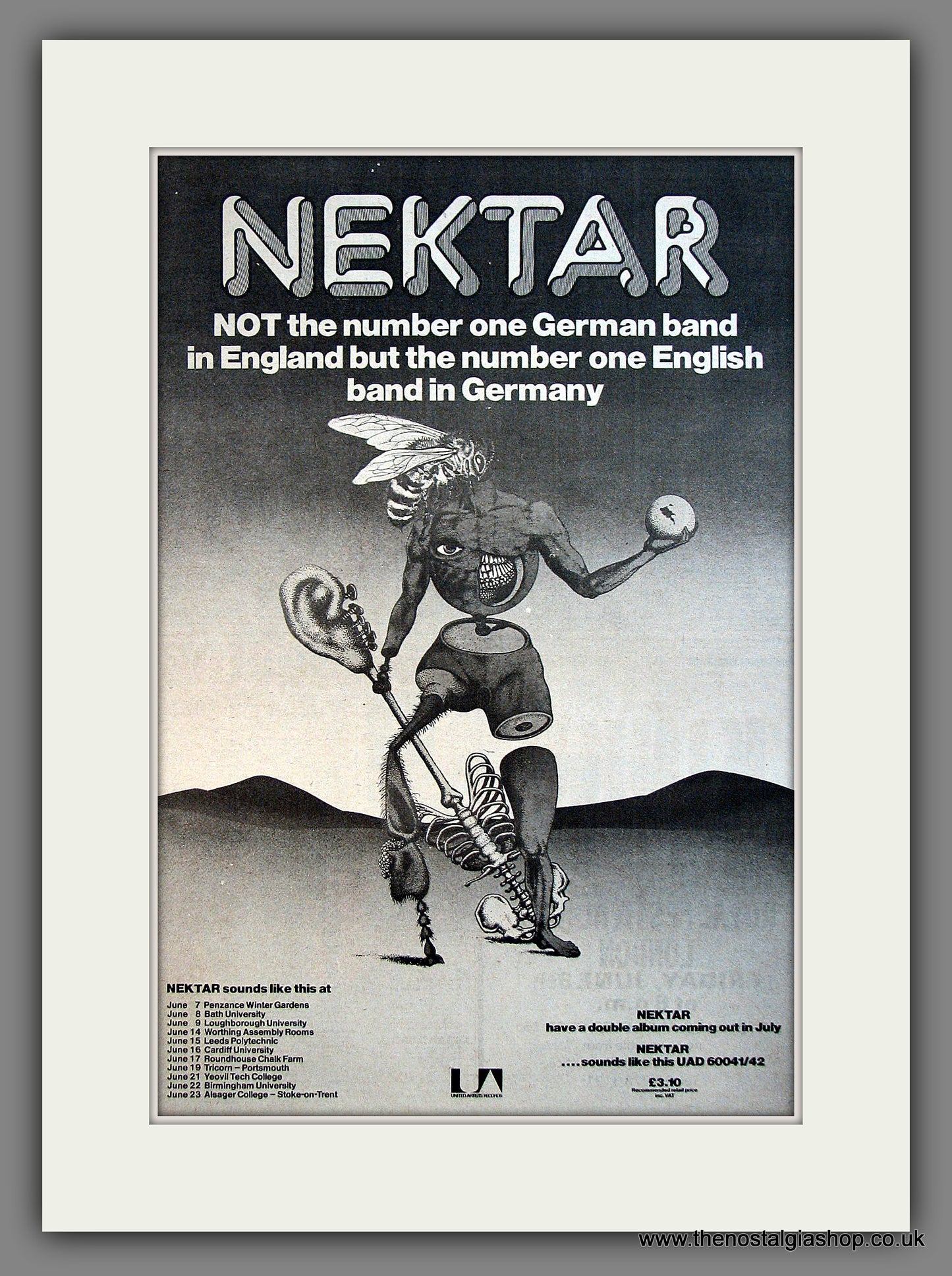 Nektar. UK Tour Dates. Original Advert 1973 (ref AD12064)