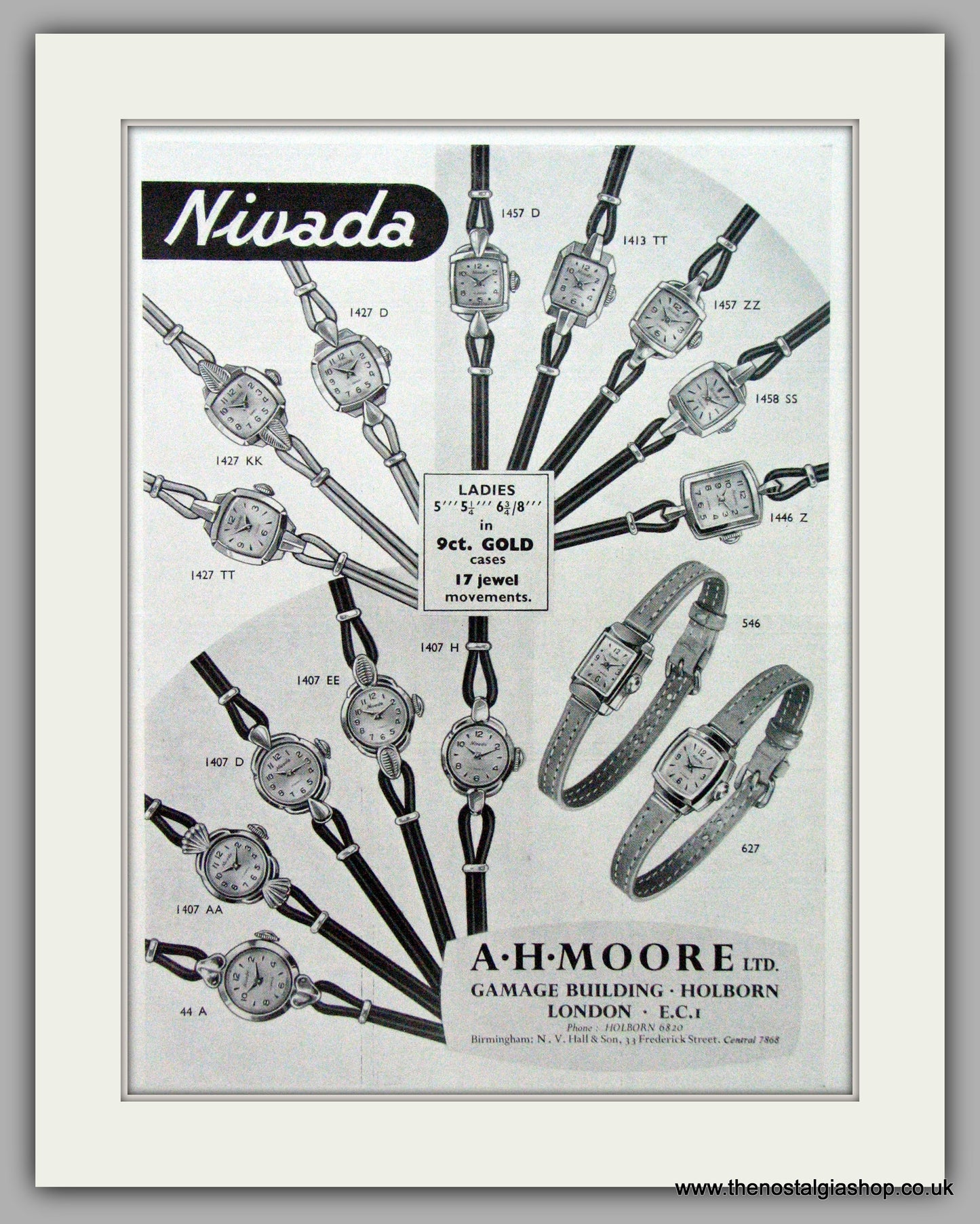 Nivada  Watches. Original Advert 1956.  (ref AD7601)