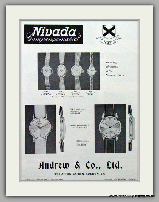 Nivada Compensamatic  Watches. Original Advert 1961.  (ref AD7602)