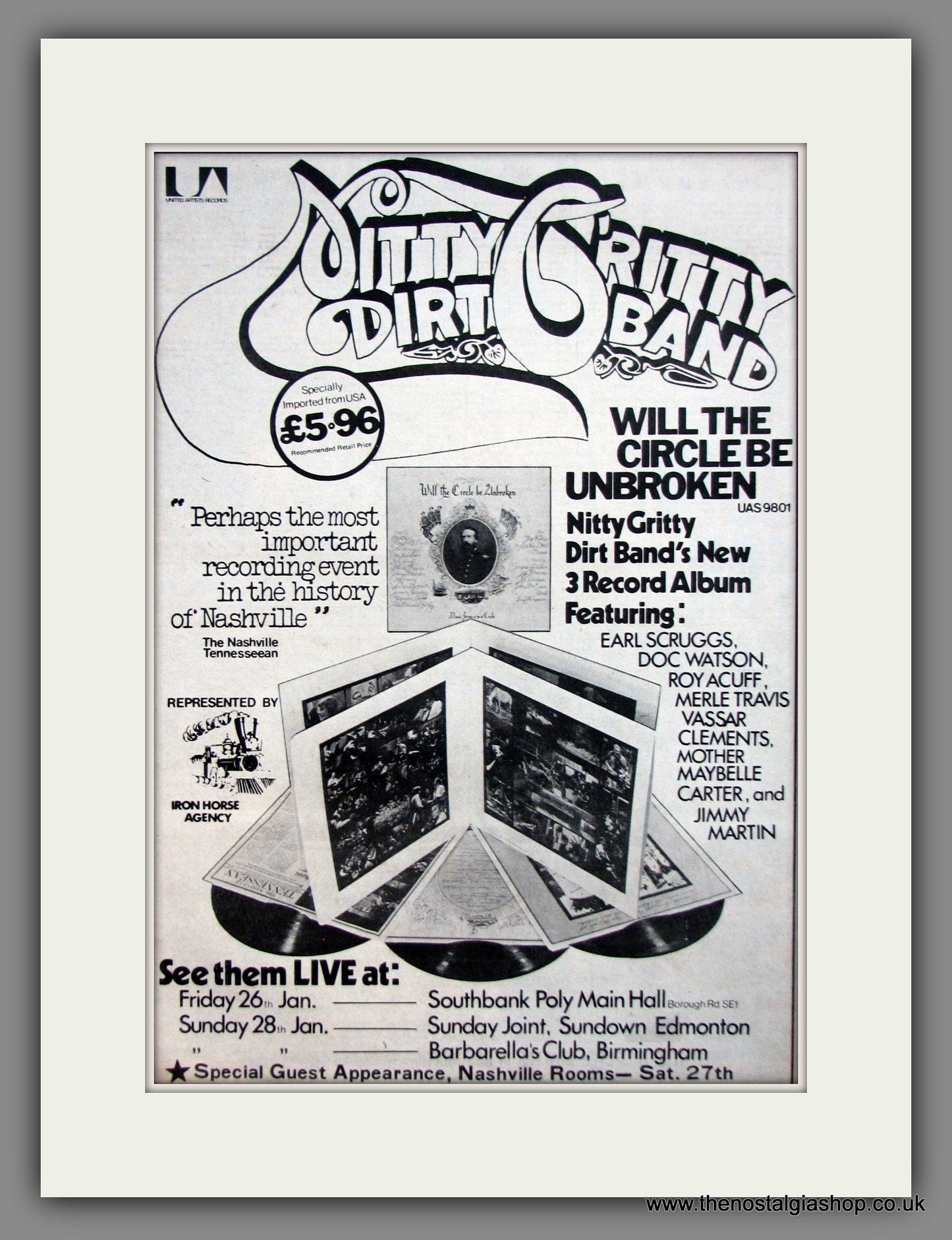 Nitty Gritty Dirt Band. Original Advert 1973 (ref AD12079)