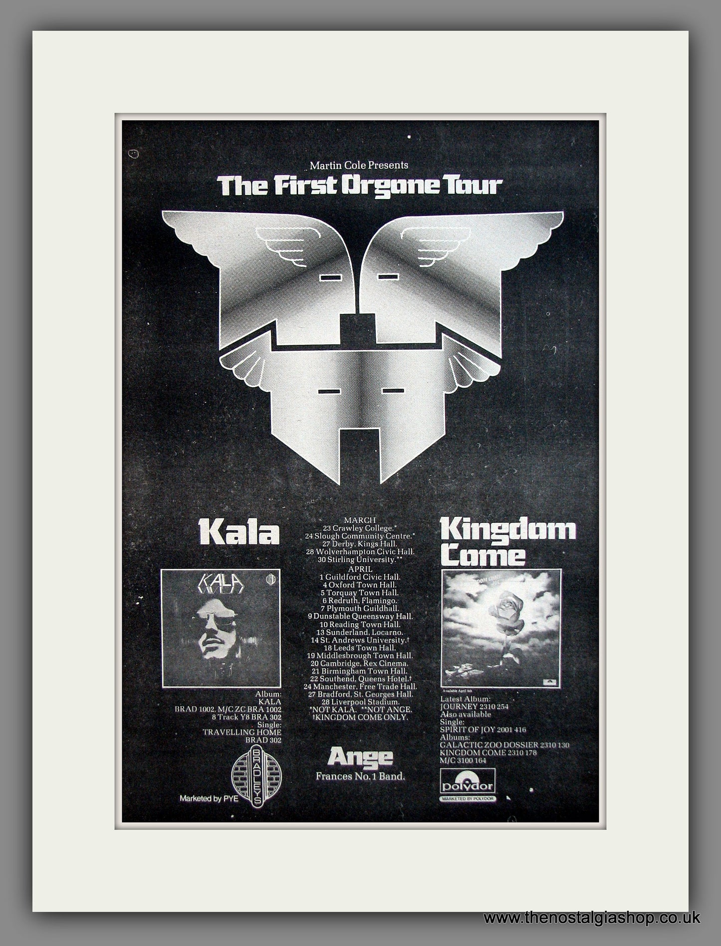 Kala and Kingdom Come UK Tour. Original Advert 1973 (ref AD11958)