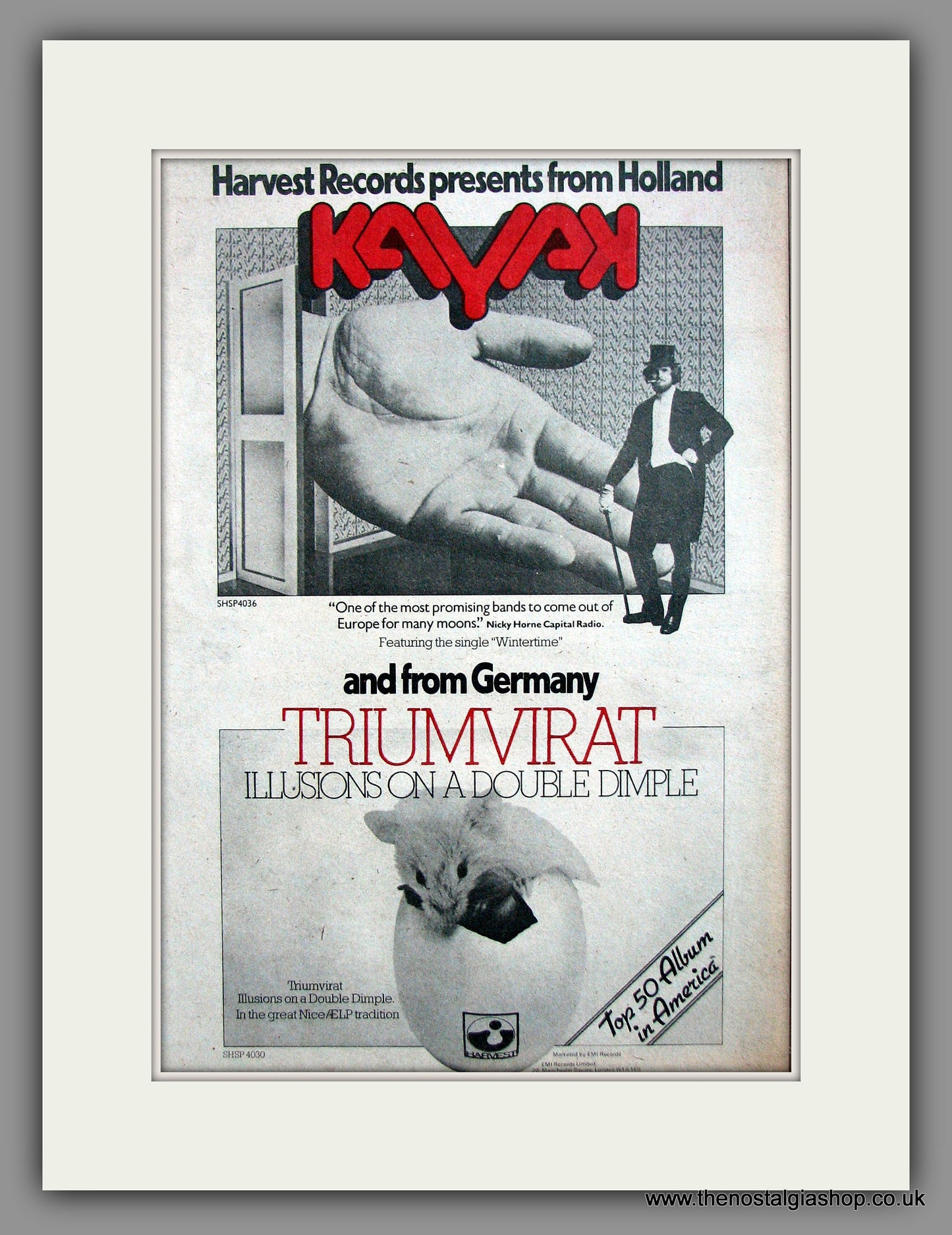 Kayak and Triumvirat new Albums. Original Advert 1974 (ref AD11959)