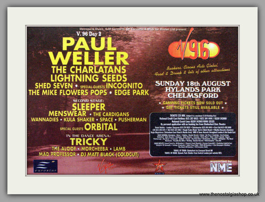 Paul Weller. V96. Vintage Advert 1996 (ref AD7496)