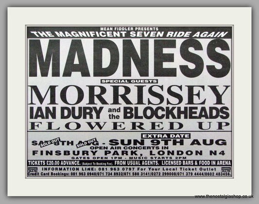 Madness. Finsbury Park. Vintage Advert 1992 (ref AD7500)