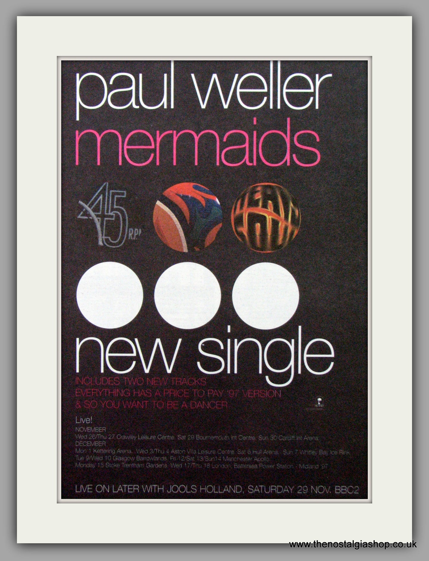 Paul Weller. Mermaids. Vintage Advert 1997 (ref AD7525)